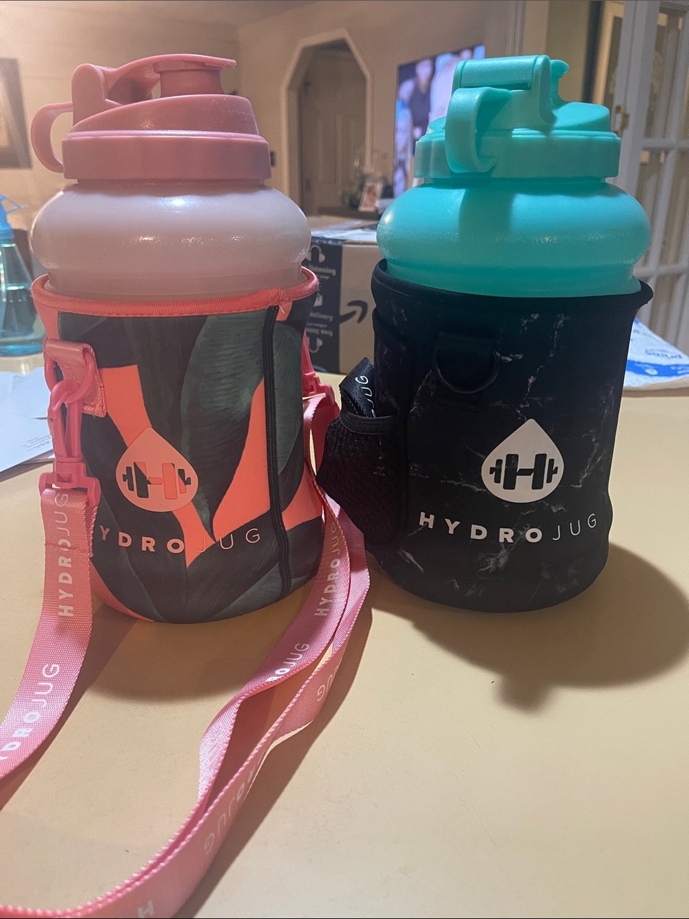 HydroJug Pink & Teal Double Bottle Set with Carry Sleeves